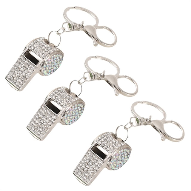 Exquisito Plateado con Silbato de Árbitro con Incrustaciones de Diamantes, Colgante de con Silbato de Metal