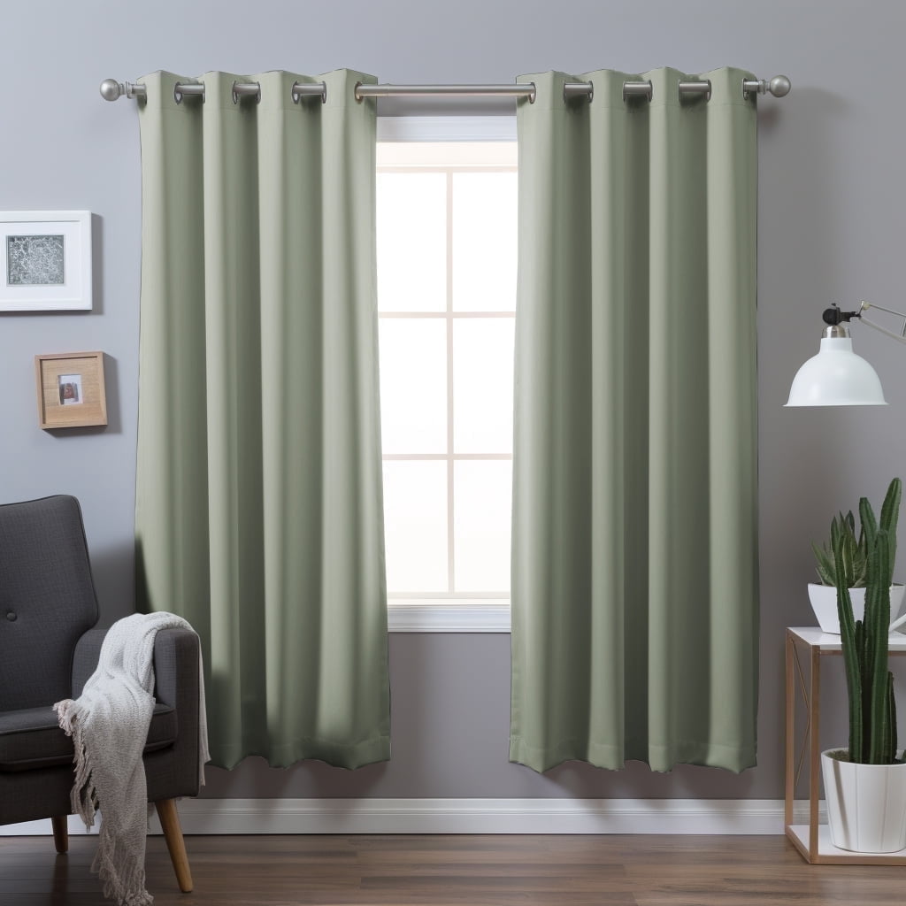 PrimeBeau Premium Thermal Insulated Blackout Drapes, Light Blocking, 52 x 84-Inch, Sage, 2 Panels