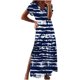 thumbnail image 1 of Moda Casual Cuello en V Manga corta Cuello en V Vestido a media pierna Estampado Vestidos largos con abertura Pompotops ghjkhdj17694, 1 of 8
