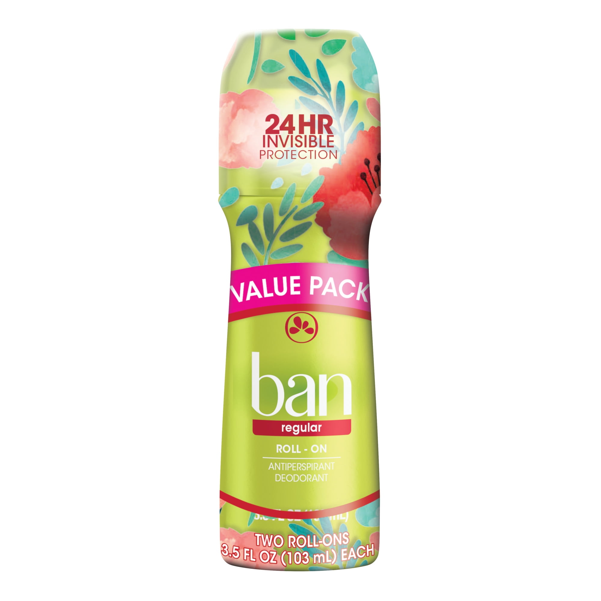 Ban Invisible RollOn Antiperspirant Deodorant, 24hour Underarm