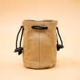 thumbnail image 3 of Genuine Leather Drawstring Pouch with Spring Closure, 3 of 6