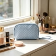 thumbnail image 6 of Blue Polka Dot Toiletry Bag, Waterproof Travel Makeup Bag with Large Capacity Storage and Zipper Closure, Portable Cosmetic Organizer for Women Travel Vacation Business Trips, 6 of 7