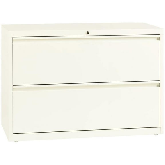 Scranton & Co 42" 2-Drawer Modern Metal Lateral Filing Cabinet in Off White