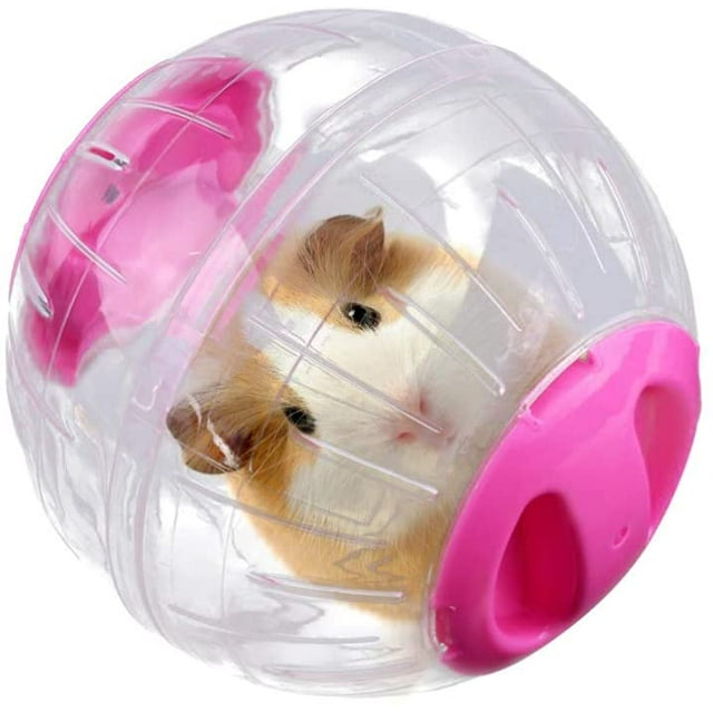 DAMAIE Transparent Cute Pet Hamster Exercise Ball Mini Trot Plastic Toys (Pink)