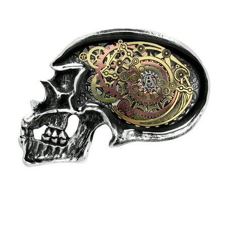 Cranium Giggle Gear - RBI Belt Buckle Skull Cranium Steampunk Gears of a Great Machine Victorian Gothic Romance