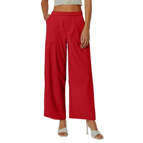 Women's High Waist Solid Color Terylene Linen Blend Wide Leg Relaxed Pants Comfortable, Breathable & Ideal for Casual Summer Wear