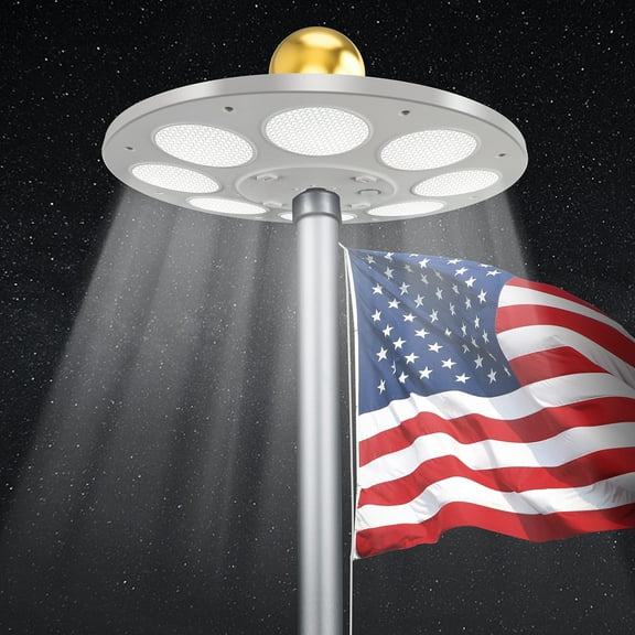 PUCACHI 1300 Lumen Solar Powered Flagpole Light - Illuminates The American Flag for 8-10 Hours from Dusk to Daw