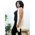 thumbnail image 3 of Women's Plus Size Summer Open Front Hippie Crochet Bikini Cover Up Sleeveless Draped Shawl Cardigan Vest, Beige, XX-Large/XXX-Large, 3 of 6