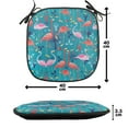 thumbnail image 4 of Flamingo Chair Seating Cushion Set of 4, Colorful Interpretation of Animals and Heart Leaves Swirls Motifs Ornamental, Seat Pads for Office with Anti-slip Backing, 16"x16", Multicolor, by Ambesonne, 4 of 7