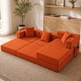 thumbnail image 4 of Timbernest 108" Modular Sectional Sofa with L-Shape Chaise, Convertible Sleeper Couch for Living Room, Corduroy Orange, 4 of 7