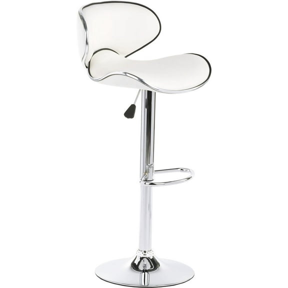Swivel Bar Stool with Back, Includes Foot Rest, Height Adjustable Pub Chair, Synthetic Leather (White) (BRSTLPUB1W)