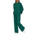 thumbnail image 4 of Sweatsuits Women 2 Piece Outfit Matching Lounge Sets Fall Outfits Crewneck Solid Color Track Suits Long Sleeve Sweatshirt Wide Leg Pants Set, 4 of 6