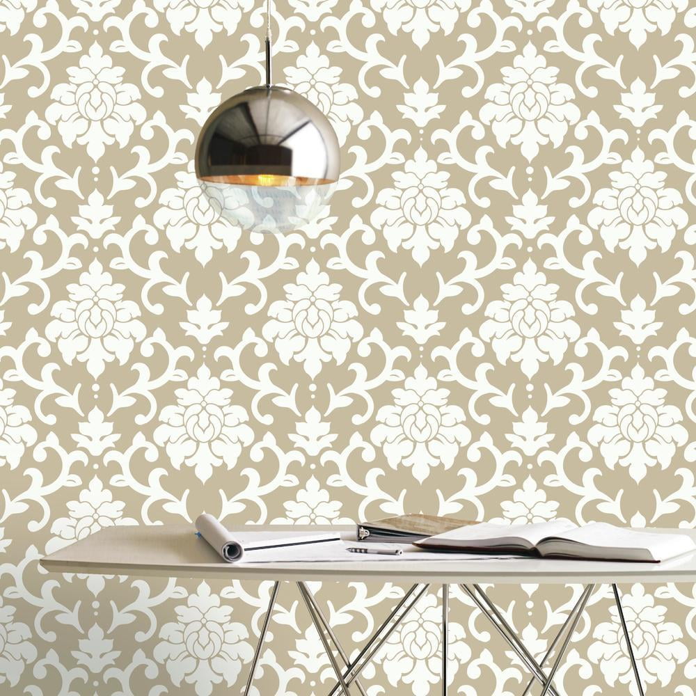 RoomMates Gold Damask Peel & Stick Wallpaper - Walmart.com - Walmart.com