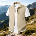 thumbnail image 2 of Avirosel Men's Lightweight Vest Outerwear Zip Up Casual Outdoor Sleeveless Jacket with Zipper Pockets for Golf Running Hiking Khaki, 2 of 6
