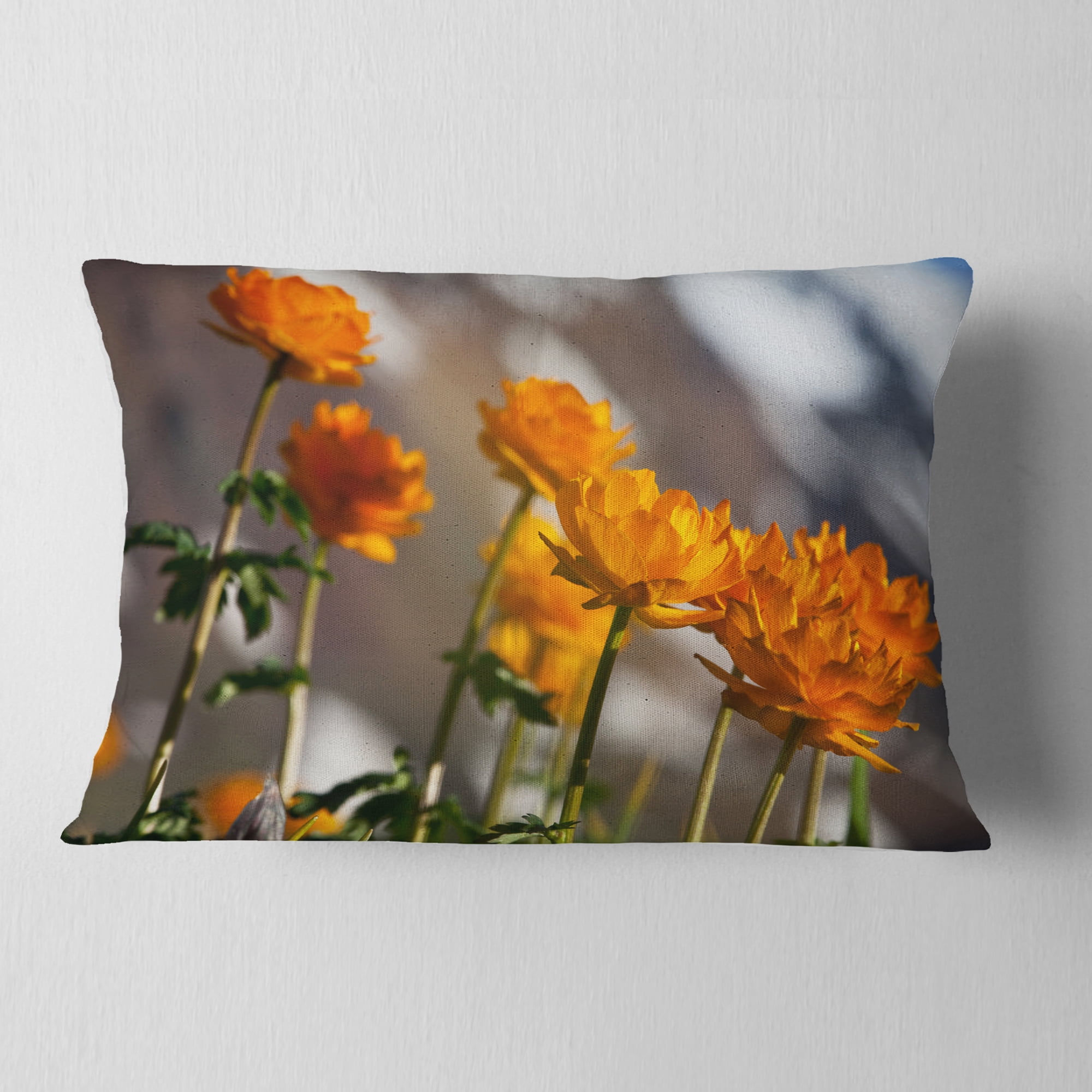 Designart 12" x 20" Yellow Polyester Throw Pillow