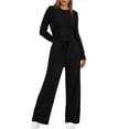 thumbnail image 3 of Women's 2 Piece Sets Fall Outfits Long Sleeve Wide Leg Tracksuits Casual Lounge Set Matching Sets, 3 of 4