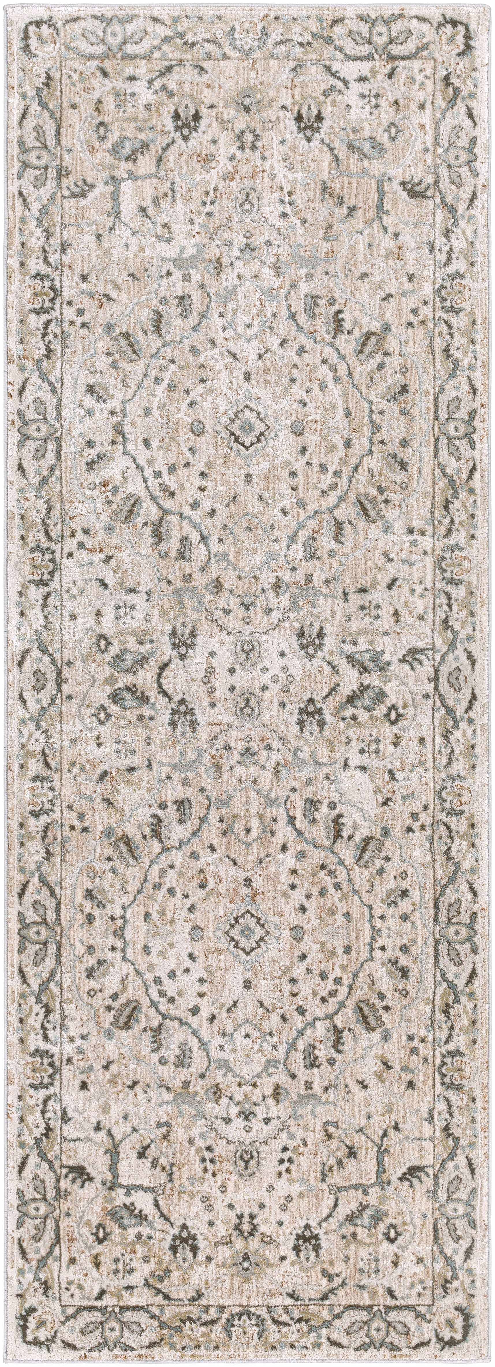 Hauteloom Laughlin Living Room, Bedroom Area Rug - Bohemian Traditional Oushak Style - Vintage Floral - Green, Cream, Blush - 5'3"-Round