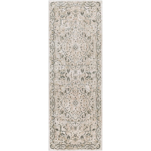 BoutiqueRugs Laughlin Traditional Runner Rug - Peach, Taupe, Medium Gray - 2'7" x 10' Runner