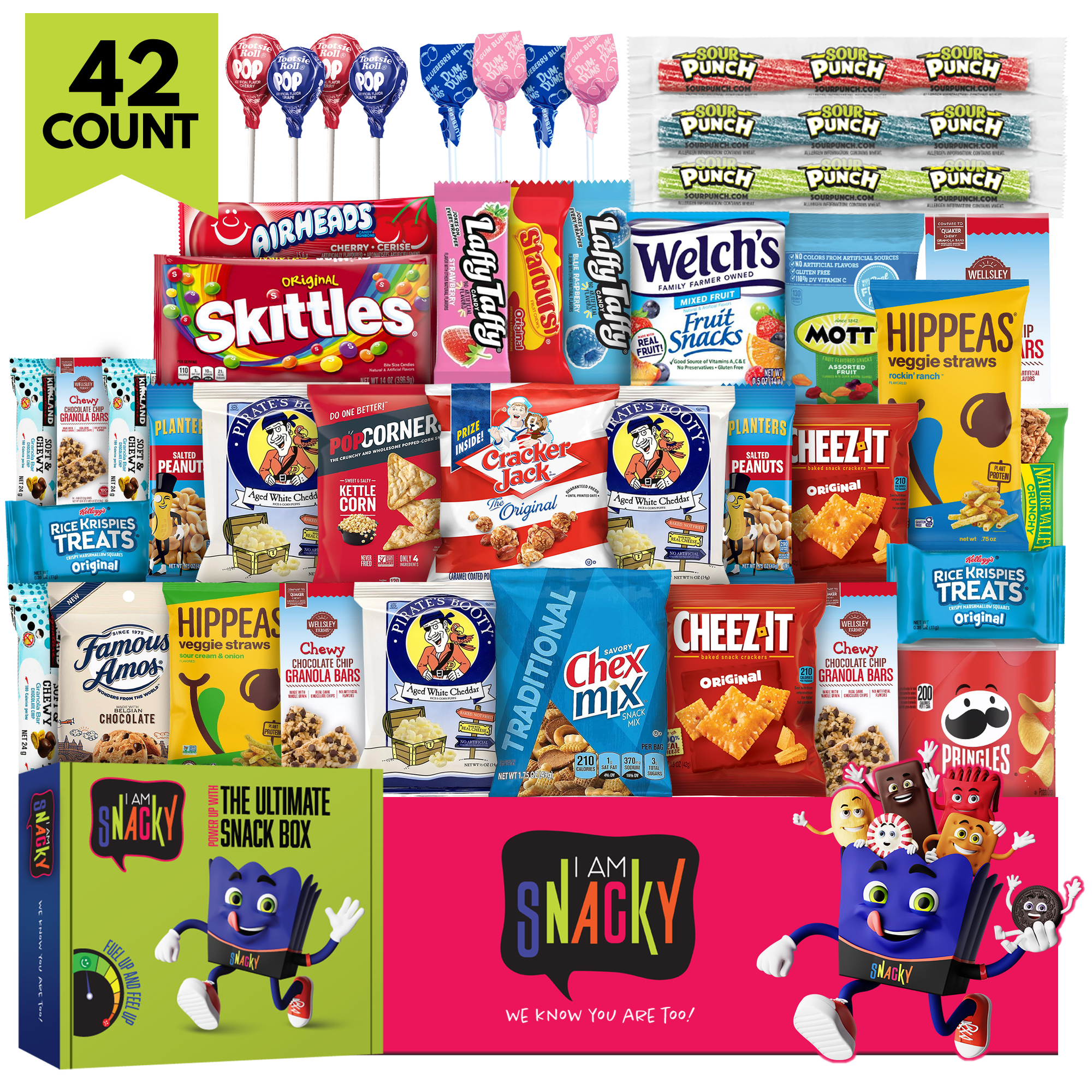 I AM Snacky Variety Pack Snack Box (42 Count) Chips, Cookies, Candy, Crackers - Care Package