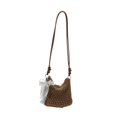 thumbnail image 2 of Bolso hombro tejido para la playa, bolso tote sencillo y elegante para ir al trabajo, negocios o trabajo. Caqui, 2 of 8