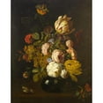 thumbnail image 2 of Tobias Stranover 15x18 Black Ornate Wood Framed Double Matted Museum Art Print Titled - Still-Life with Flowers (1700), 2 of 5