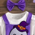 thumbnail image 6 of WIBACKER Newborn Infant Baby Girl Dress Halloween Spider Boo Romper Overalls + Suspender Skirt + Headband Set for Toddler, 6 of 8