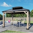 thumbnail image 2 of SOLUMIA 10' x 12' Cedar Wood Gazebo with Galvanized Steel Double Roof, Weather-Resistant Outdoor Pavilion for Patio Backyard Garden, 2 of 8