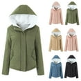 thumbnail image 1 of NJDVHB Women Winter Solid Thickened Bread Jacket Hooded Long Sleeved Zipper Button Jacket,Pink,M, 1 of 1