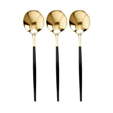 

Smarty Gold with Black Handle Moderno Disposable Plastic Dinner Spoons 240 ct