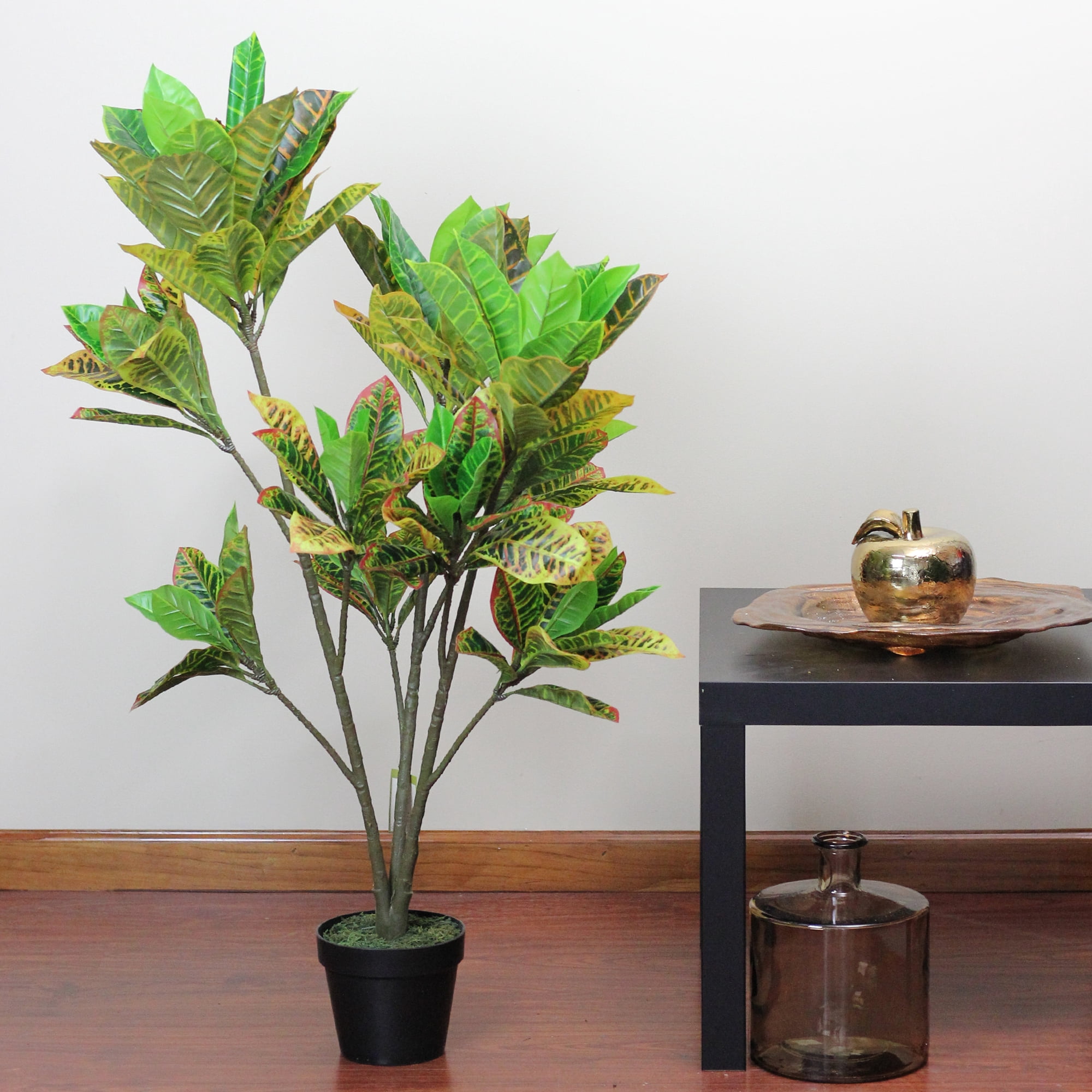 45.75" Green Yellow and Red Potted Artificial Croton Tree