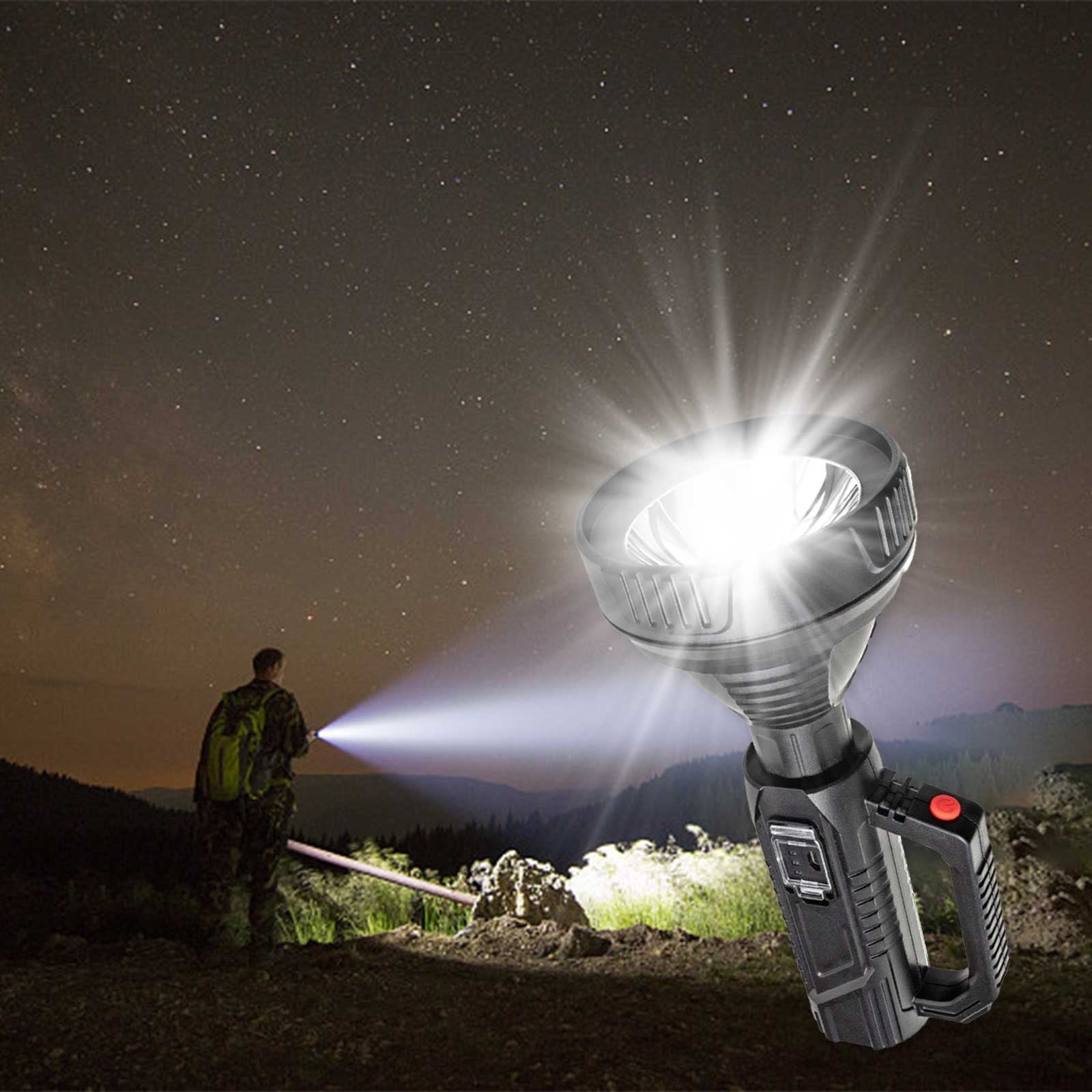 Shldybc Rechargeable Led Spotlight Flashlights, Super Bright Flashlight