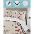 thumbnail image 3 of Twin XL Quilt Bedding Set, Spring Cherry Flowers Reversible Summer Quilt 3 Pieces, Retro Country Floral Birds Plants Beige Lightweight Bedspreads Coverlets with 2 Pillow Shams for All Seasons, 3 of 5