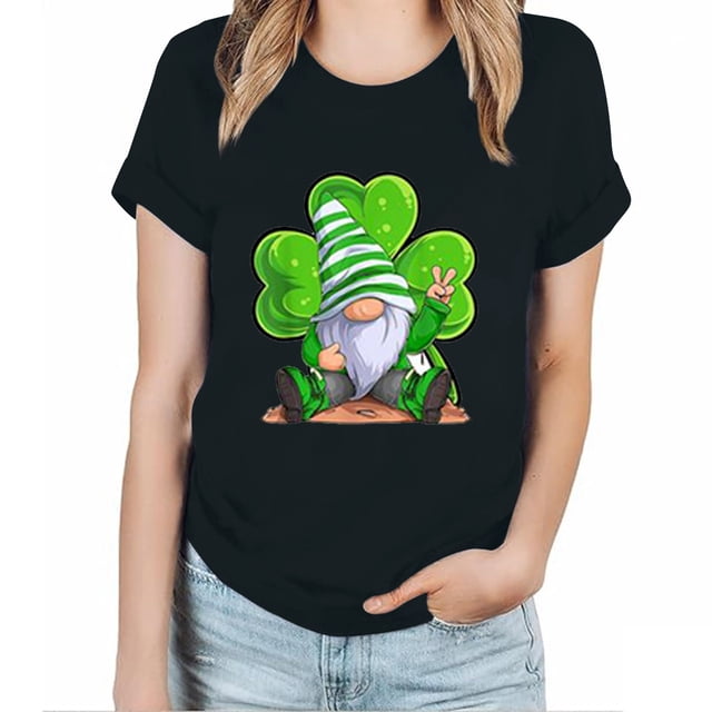 QIPOPIQ T-Shirts à Manches Courtes pour Femmes à Col Rond T-Shirts de la Saint-Patrick Tunique à Col Rond Shamrock T-Shirt Vert T-Shirts de la Saint-Patrick T-Shirts Élastiques Confortables Unis T-Shirts de Fête T-Shirts Graphiques Aubaines