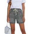thumbnail image 3 of Jean Shorts for Women High Waisted Pull on Drawstring Elastic Waist Trendy Stretchy Denim Wide Leg Jorts Summer Shorts with Pockets Xl, 3 of 6