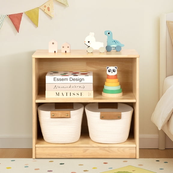 MEEYOO Kids Bookshelf and Toy Organizers, Solid Rubber Wooden Storage Cabinet 23.6L", Montessori Book Shelf for Kids Rooms, Playroom, Nursery, Classroom, Kindergarten