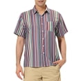 thumbnail image 1 of Lars Amadeus Men's Short Sleeve Button Down Stripes Color Block Printed Shirts S Purple Green, 1 of 6