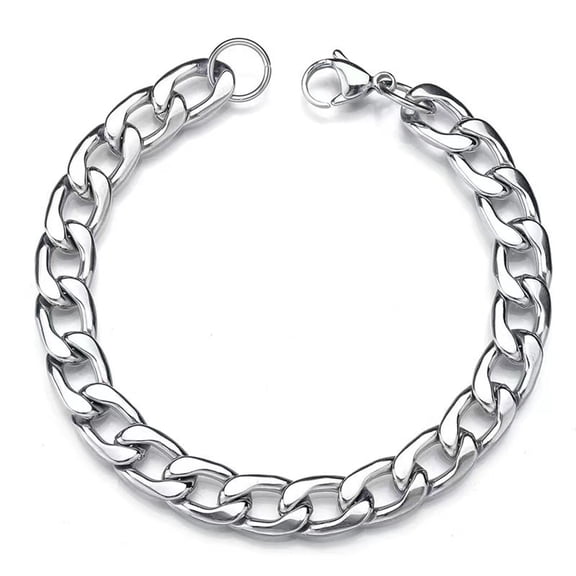 DESIGNICE Men Stainless Steel Bracelets 9Mm Width Curb Chain Link Bracelet Classic Wristbands Bracelets Fashion Jewelry Decor Gift