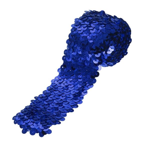 1 Yards 2 Inch Elastic Sequins Trim 5 Row Flat Sequin Strip Paillette Sequins Fabric Ribbon for Crafts DIY Sequin Fringe Sewing Blue