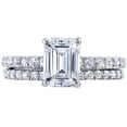 thumbnail image 3 of PEORA Moissanite Emerald Cut Engagement Ring and Wedding Band Bridal Set in Sterling Silver, 2 Carat Center, DE Color, VVS Clarity, Size 6.5, 3 of 4
