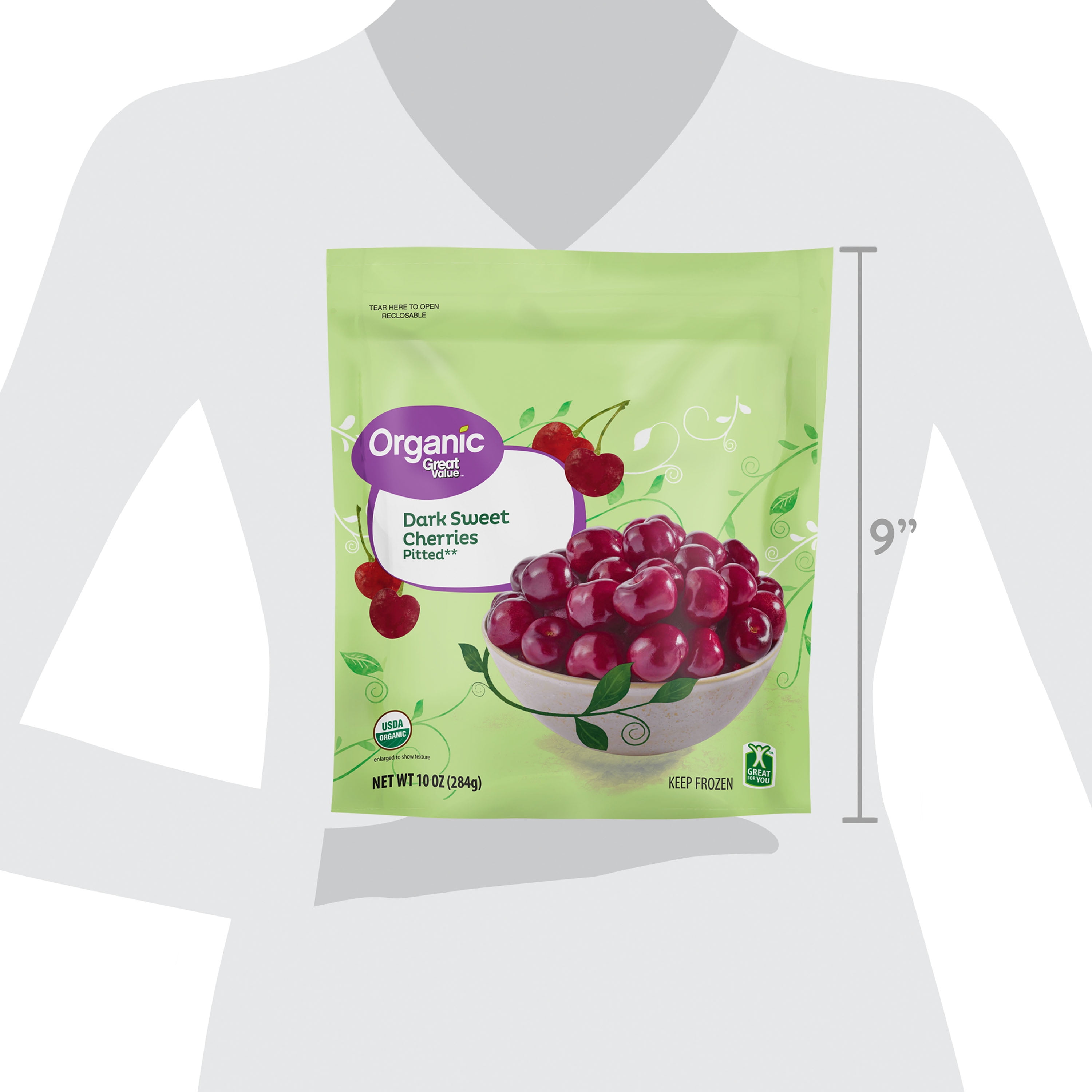 Great Value Organic Dark Sweet Cherries, 10 oz (Frozen)