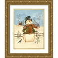 thumbnail image 1 of Lewis, Kim 12x14 Gold Ornate Wood Framed with Double Matting Museum Art Print Titled - Snowman Bird House II, 1 of 4