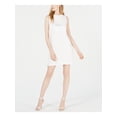 thumbnail image 1 of LAUNDRY Womens White Fringed Sleeveless Jewel Neck Short Party Sheath Dress 2, 1 of 4