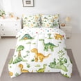 thumbnail image 2 of Manfei Green Orange dinosaur 7-Piece Twin Bedding Sets,Happy Camping Bedding Comforter Set,Green Rustic Leaves Sheet Sets For Boy Teens,Luxury Bedroom Decor Reversible, 2 of 8