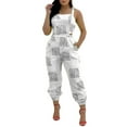 thumbnail image 1 of Femmes Quotidien Été Casual Combinaison Sans Manches Taille Micro Élastique Bande Croix Attaché Détail Dos Nu Slim Fit Large Jambe Rompers, 1 of 8