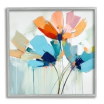 Stupell Industries Modern Tulips Abstraction Abstract Painting Gray Framed Art Print Wall Art, 17 x 17