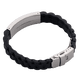 thumbnail image 3 of Brazalete para Hombre LUCKMAN Pulsera de Caucho y Acero Inoxidable Modelo Carter plateado UNITALLA, 3 of 7