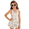 thumbnail image 4 of COEQINE Girls Swimsuit for Swimming, One Piece with Full Coverage Skirt & Built-in Brief, Stretchy Scoop Neck Swim Dress, Fixed Wide Straps, for Kids 5-6 Years, Pink Rose Floral, 4 of 8