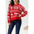 thumbnail image 1 of BeautyIn Chandail Tricoté pour Femmes Manches Longues Col Rond Flocons de Neige Renne Chandail, 1 of 7