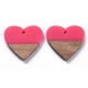 thumbnail image 2 of 5 Pcs Opaque Resin & Walnut Wood Pendants Two Tone Pendant Jewel Hot Pink Heart Pendant Decoration for Women Jewelry DIY Necklace Bracelet Craft Making 24x25x3mm Hole: 2mm, 2 of 3