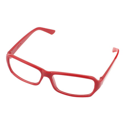Unique Bargains Lady Plastic Red Arms Full Rim Single Bridge Clear Lens Plain Glasses Spectacles